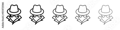 Secret agent icon flat simple outline logo