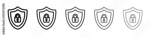 Security lock icon flat simple outline logo