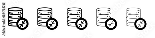 Shrink database icon flat simple outline logo