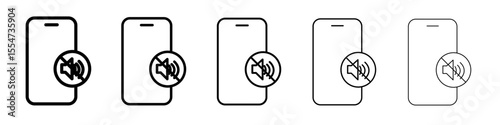 silent phone icon flat simple outline logo