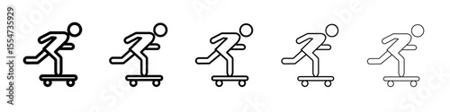 skateboarding icon flat simple outline logo