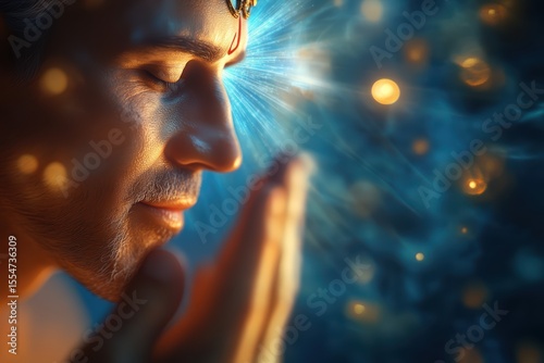 Brahma within sacred diagram of creation, surrounded by fractal heaven lines