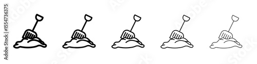 Snow and shovel icon flat simple outline logo