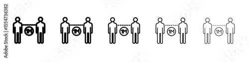 Social distancing icon flat simple outline logo