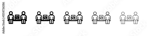 Social distancing sitting icon flat simple outline logo