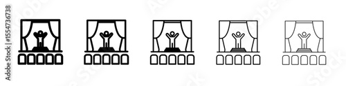Stand up and theater show icon flat simple outline logo