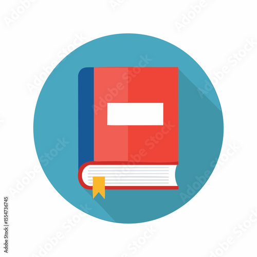 Red Hardcover Book Icon Flat Design Illustration for Education, Reading, and Literature
