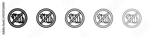 Stop violence icon flat simple outline logo