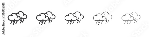 Stormy wheather icon flat simple outline logo