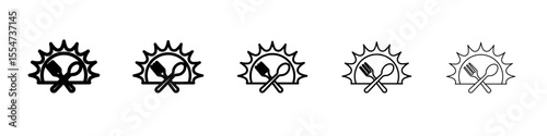 Sunrise Breakfast Icon flat simple outline logo