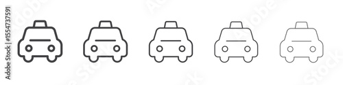 Taxi icon flat simple outline logo