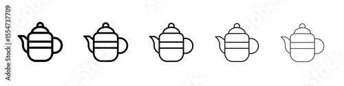 Teapot icon flat simple outline logo