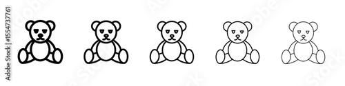 Teddy bear icon flat simple outline logo