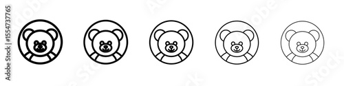Teddy bear icon flat simple outline logo