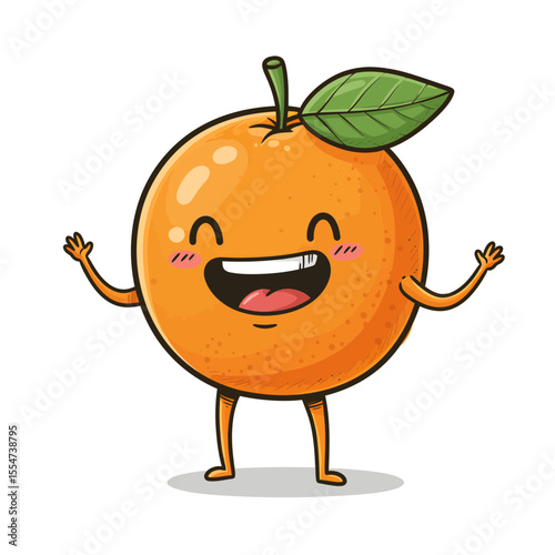 Adorable Orange Character with a Cheerful Smile Ready for Fresh and Zesty Fun
