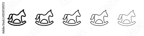 Toy horse rocking chair icon flat simple outline logo