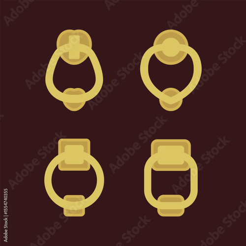 set of door knocker design vector flat isolated illustration