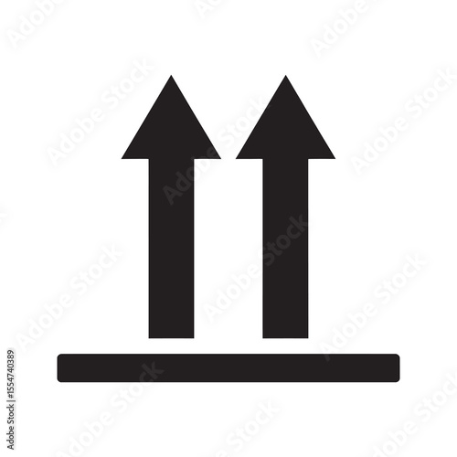 This side up icon with two arrows pointing upward as a logistic symbol for correct package orientation and careful cargo handling vector solid glyph icon