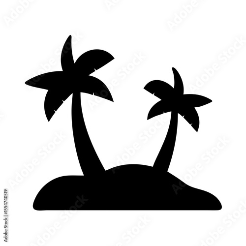 Beach island black silhouette icon

