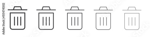 Trash icon flat simple outline logo