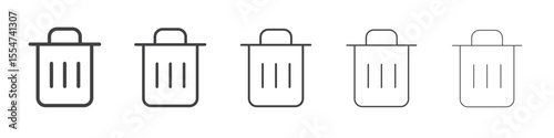 Trash icon flat simple outline logo