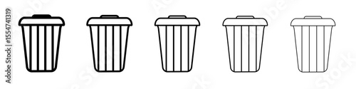 Trash icon flat simple outline logo