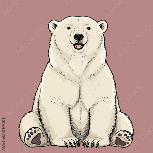 Charming polar bear illustration with a welcoming demeanor and friendly face