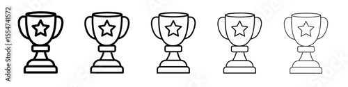 Trophy cup with star icon flat simple outline logo