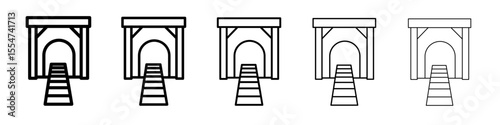 Tunnel mining industry icon flat simple outline logo