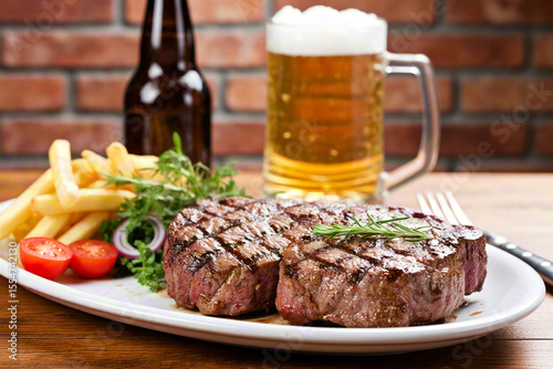 Wallpaper Mural Grilled steak gourmet with beer Torontodigital.ca