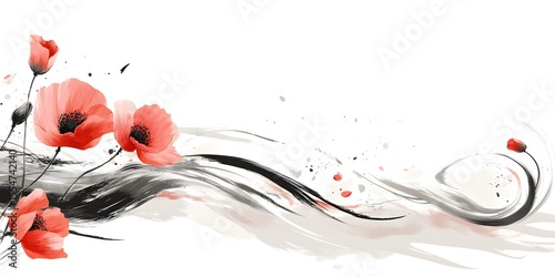 Background of flowers and waves.