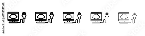 Ultrasonography icon flat simple outline logo