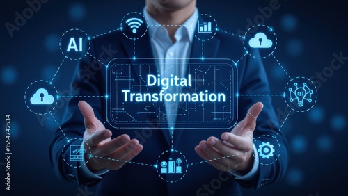 Conceptual Illustration of Digital Transformation and AI