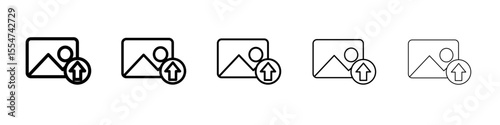 Upload photo icon flat simple outline logo