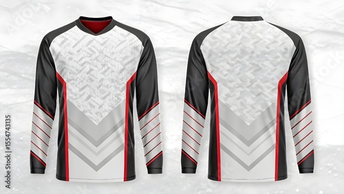 Sport Jersey Mockup  High-Resolution Design Template for Sublimation Printing, Customizable Long-Sleeve Shirt Mockup