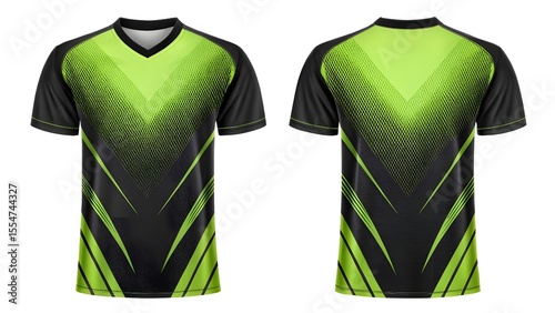 Sport Jersey Mockup  Realistic Design Template for Sublimation Printing, showcasing vibrant lime green and black athletic apparel mockup