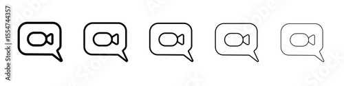 Video call icon flat simple outline logo