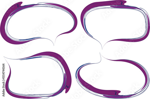creative abstract purple blue colorful art doodle speech bubbles set