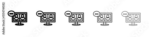 Video chat conference icon flat simple outline logo