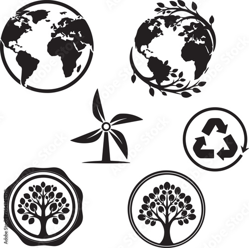 vector set of ecology icons