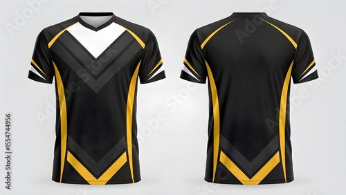 Professional E-Sports Jersey Mockup Black, Gold, and White Design Template