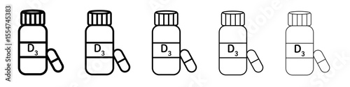Vitamin D3 icon flat simple outline logo