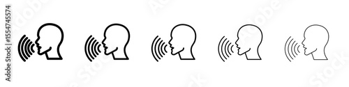 Voice recognition icon flat simple outline logo