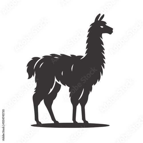 Llama silhouette standing black vector for Andean wildlife clipart farm animal nature graphics and culture art