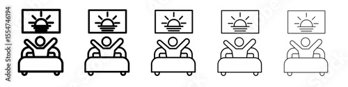 Wake up in the morning icon flat simple outline logo