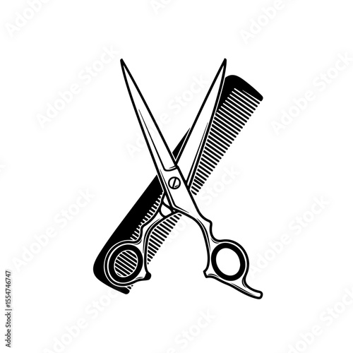Crossed Scissors Icon – Barbershop Symbol Vector Illustration Isolated on White Background