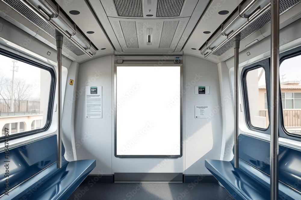 Obraz premium Empty Subway Car Interior Modern Public Transportation Stock Photo