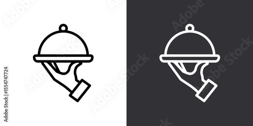 Icon of waiter hand holding cloche representing food service or hospitality