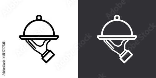 Icon of waiter hand holding cloche representing food service or hospitality