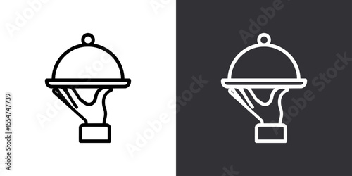 Icon of waiter hand holding cloche representing food service or hospitality